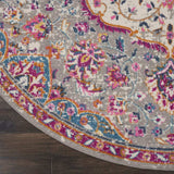 8' Pink And Gray Round Power Loom Area Rug - Homeroots - Flyclothing LLC