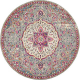 8' Pink And Gray Round Power Loom Area Rug - Homeroots - Flyclothing LLC