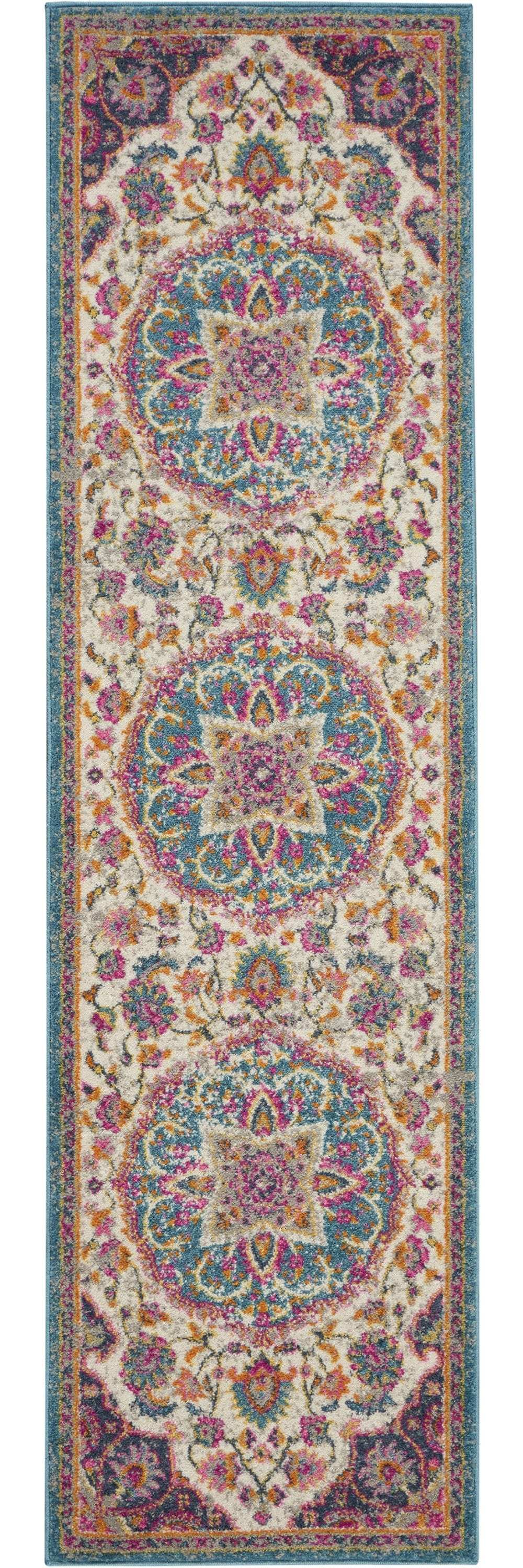 8' Pink And Green Dhurrie Runner Rug - Homeroots - Flyclothing LLC