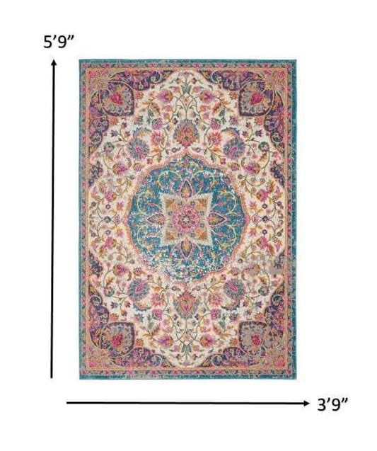 4' X 6' Pink And Green Dhurrie Area Rug - Homeroots - Flyclothing LLC