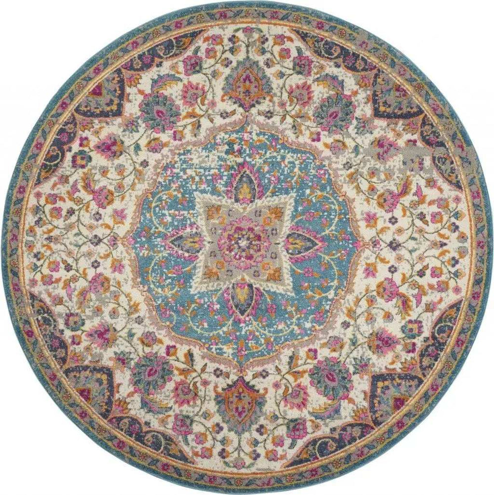 4' Pink And Green Round Dhurrie Area Rug - Homeroots - Flyclothing LLC