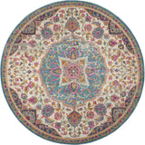 4' Pink And Green Round Dhurrie Area Rug - Homeroots - Flyclothing LLC