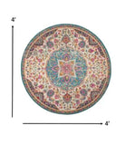 4' Pink And Green Round Dhurrie Area Rug - Homeroots - Flyclothing LLC