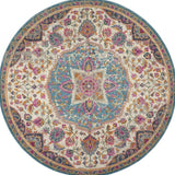 5' Pink And Green Round Dhurrie Area Rug - Homeroots - Flyclothing LLC