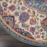 8' Pink And Green Round Dhurrie Area Rug - Homeroots - Flyclothing LLC