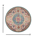 8' Pink And Green Round Dhurrie Area Rug - Homeroots - Flyclothing LLC
