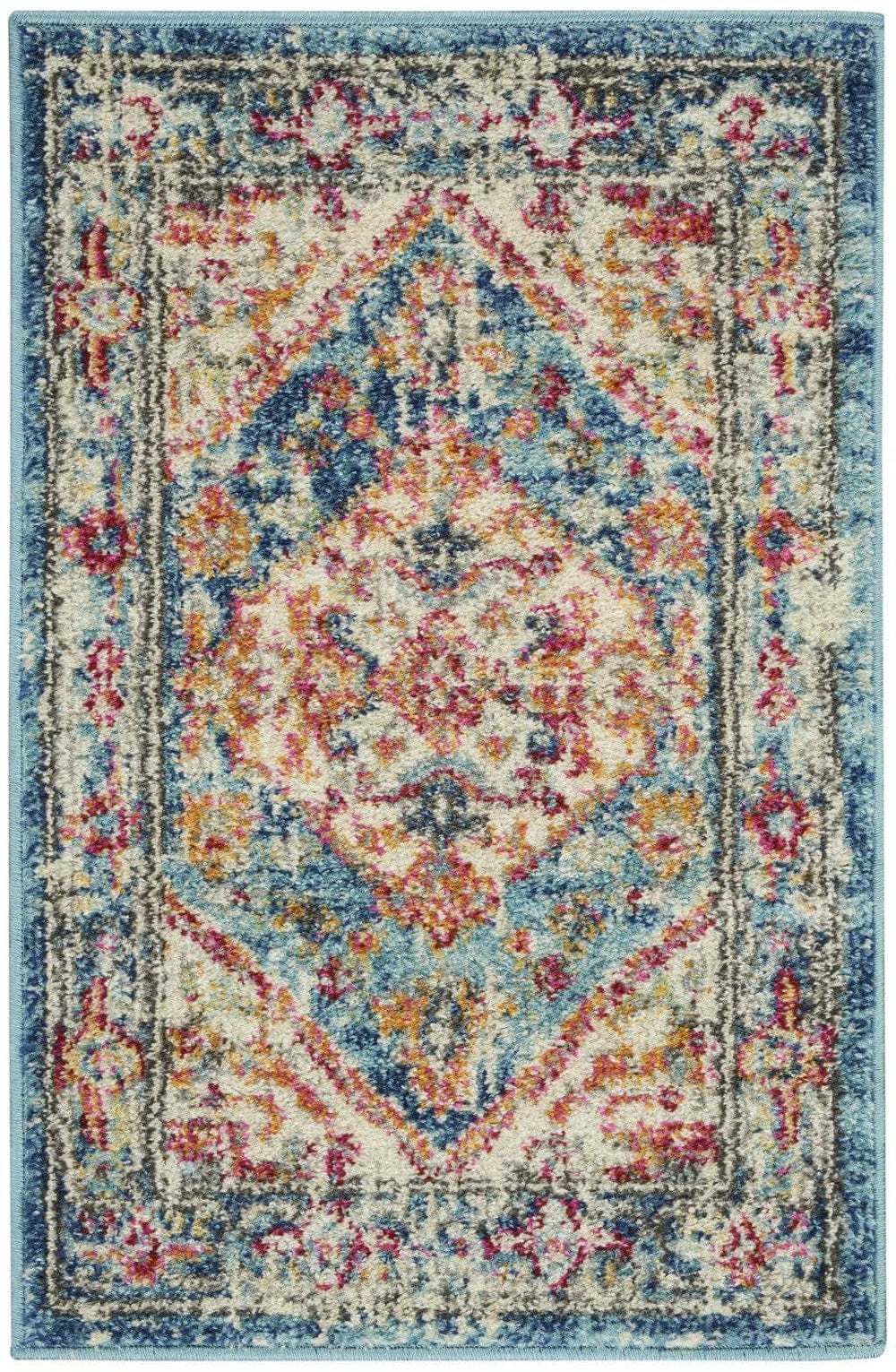 2' X 3' Blue And Ivory Power Loom Area Rug - Homeroots - Flyclothing LLC