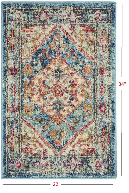 2' X 3' Blue And Ivory Power Loom Area Rug - Homeroots - Flyclothing LLC