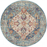 4' Blue And Ivory Round Power Loom Area Rug - Homeroots - Flyclothing LLC