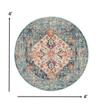 4' Blue And Ivory Round Power Loom Area Rug - Homeroots - Flyclothing LLC