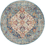 5' Blue And Ivory Round Power Loom Area Rug - Homeroots - Flyclothing LLC