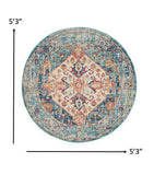 5' Blue And Ivory Round Power Loom Area Rug - Homeroots - Flyclothing LLC
