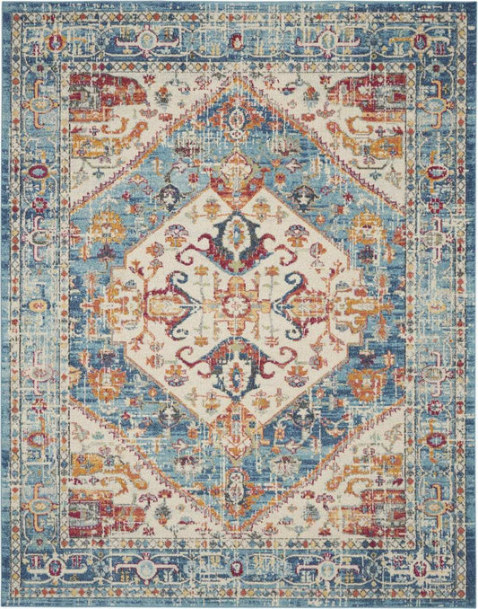 7' X 10' Blue And Ivory Power Loom Area Rug - Homeroots - Flyclothing LLC