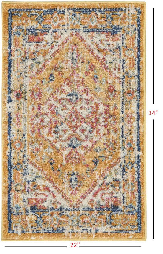 2' X 3' Yellow And Ivory Dhurrie Area Rug - Homeroots - Flyclothing LLC