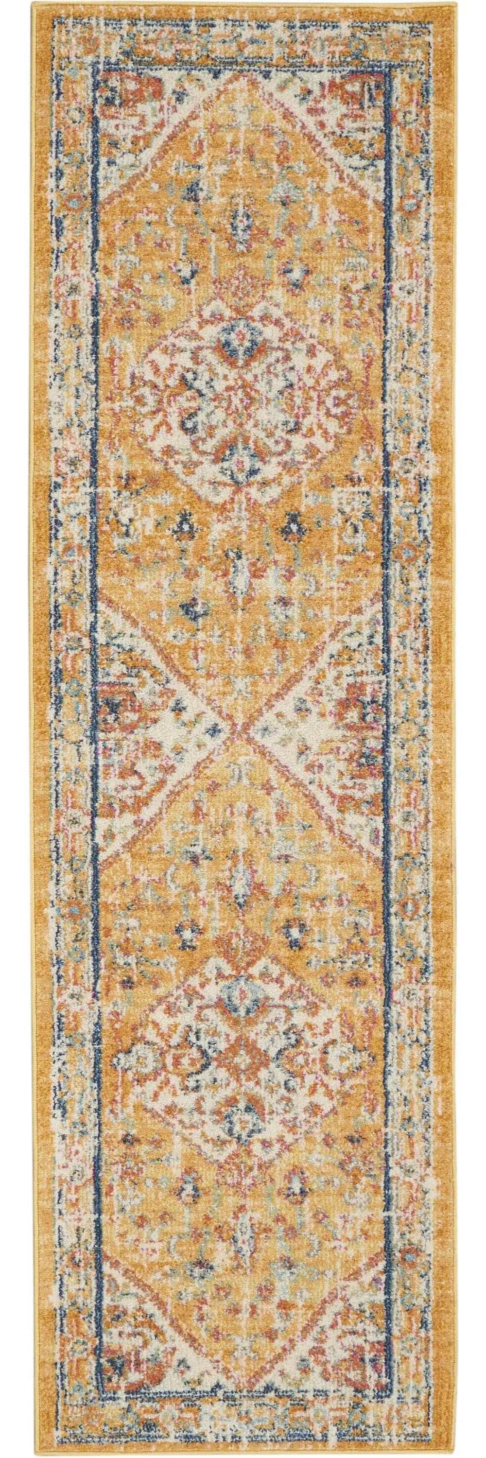 8' Yellow And Ivory Dhurrie Runner Rug - Homeroots - Flyclothing LLC