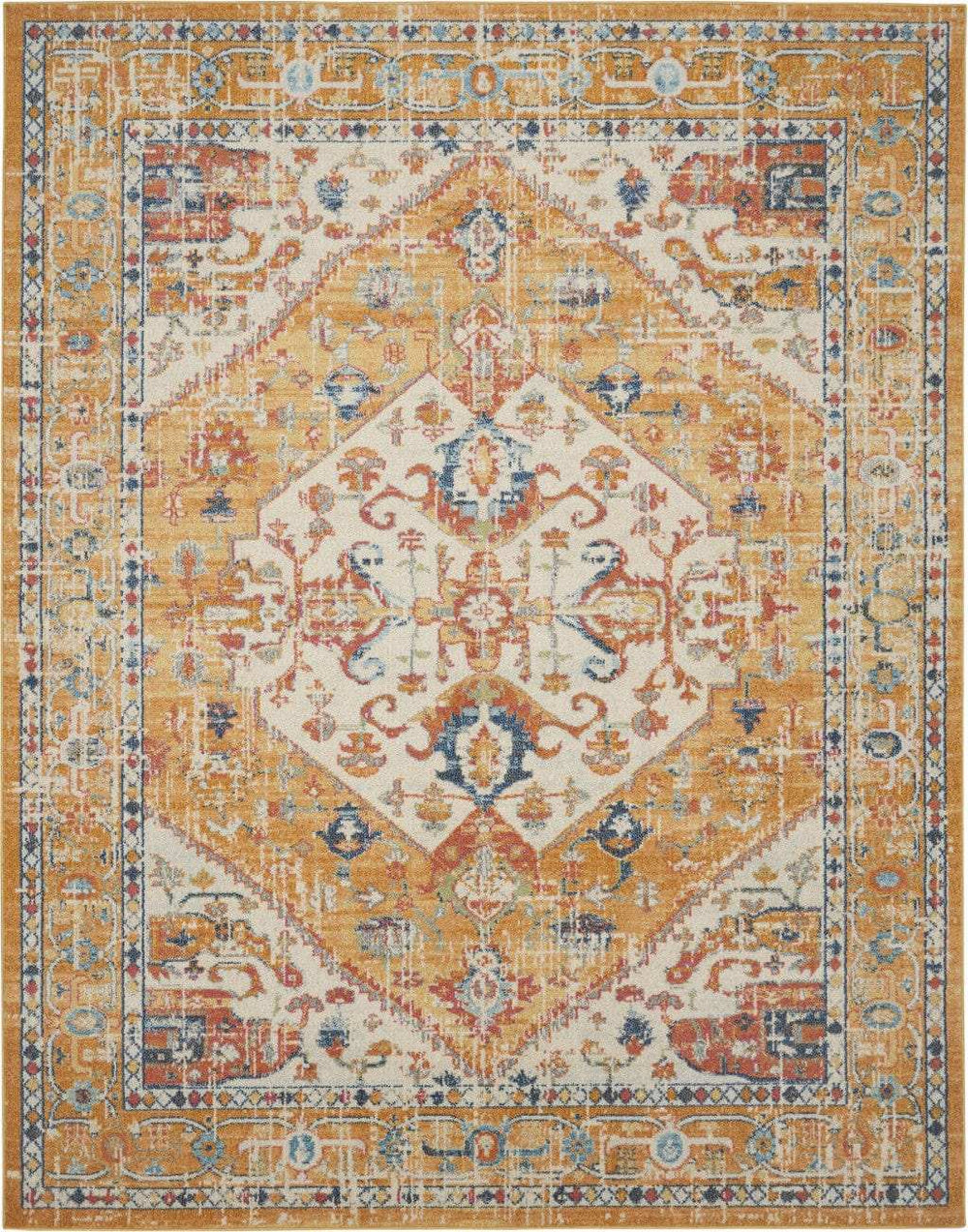 7' X 10' Yellow And Ivory Dhurrie Area Rug - Homeroots - Flyclothing LLC