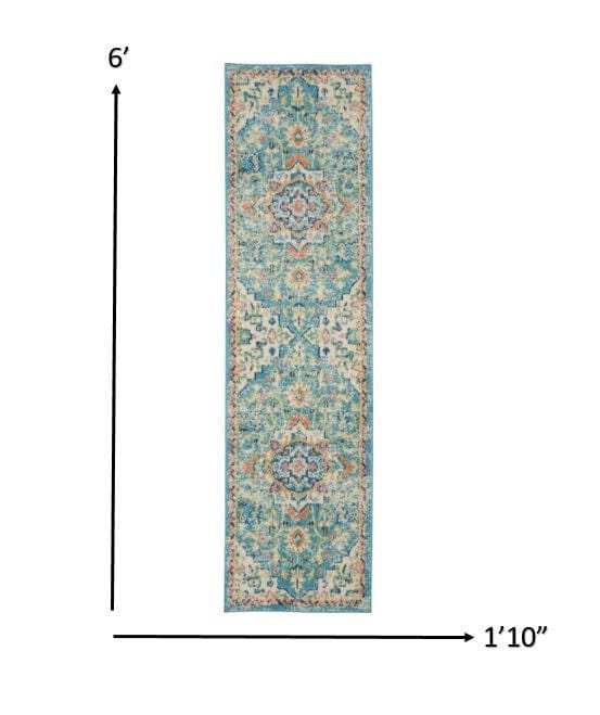 6' Blue And Ivory Dhurrie Runner Rug - Homeroots - Flyclothing LLC