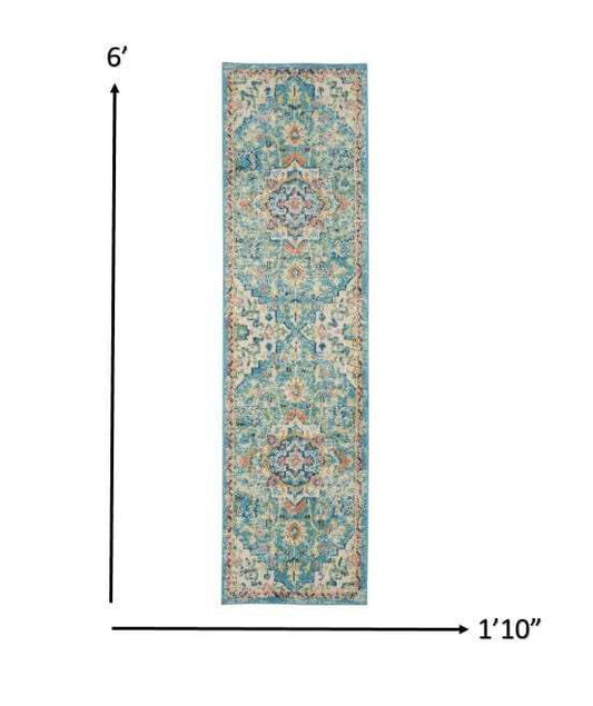 6' Blue And Ivory Dhurrie Runner Rug - Homeroots - Flyclothing LLC