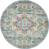 5' Blue And Ivory Round Dhurrie Area Rug - Homeroots - Flyclothing LLC