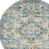 5' Blue And Ivory Round Dhurrie Area Rug - Homeroots - Flyclothing LLC