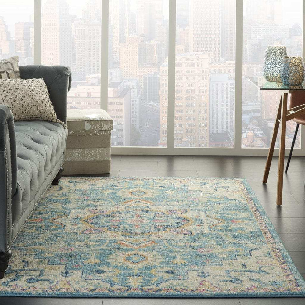 7' X 10' Blue And Ivory Dhurrie Area Rug - Homeroots - Flyclothing LLC
