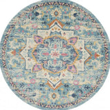 8' Blue And Ivory Round Dhurrie Area Rug - Homeroots - Flyclothing LLC
