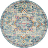 8' Blue And Ivory Round Dhurrie Area Rug - Homeroots - Flyclothing LLC