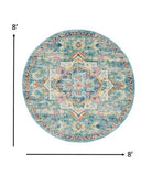 8' Blue And Ivory Round Dhurrie Area Rug - Homeroots - Flyclothing LLC