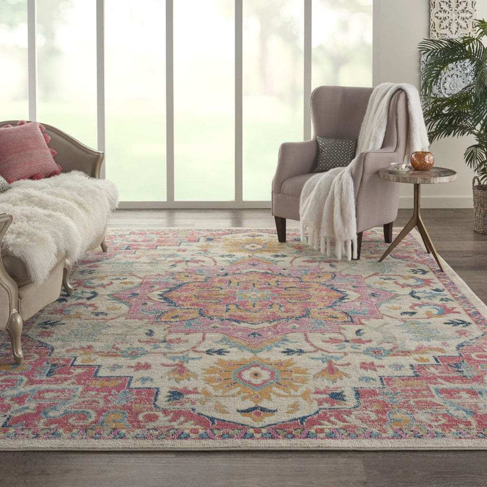 8' X 10' Pink And Ivory Southwestern Dhurrie Area Rug - Homeroots - Flyclothing LLC