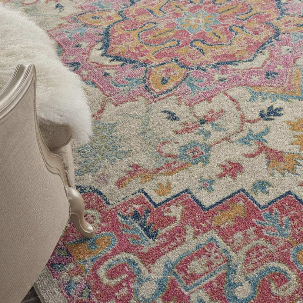 8' X 10' Pink And Ivory Southwestern Dhurrie Area Rug - Homeroots - Flyclothing LLC