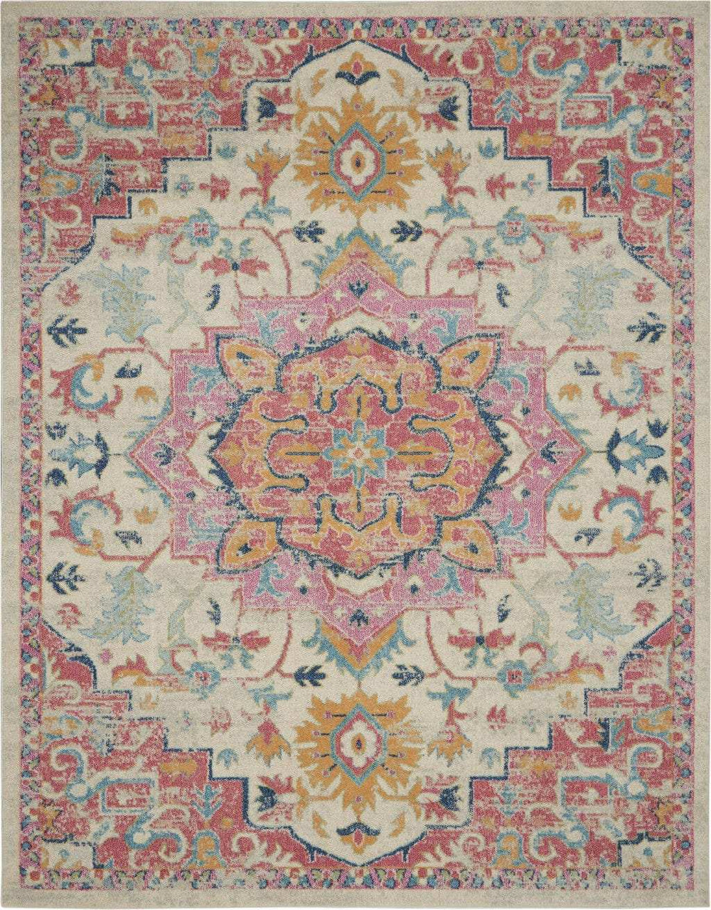 8' X 10' Pink And Ivory Southwestern Dhurrie Area Rug - Homeroots - Flyclothing LLC