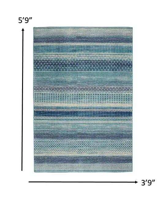 4' X 6' Navy Blue Southwestern Power Loom Area Rug - Homeroots - Flyclothing LLC