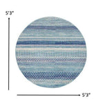 5' Navy Blue Round Southwestern Power Loom Area Rug - Homeroots - Flyclothing LLC