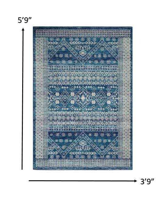 4' X 6' Navy Blue Power Loom Area Rug - Homeroots - Flyclothing LLC