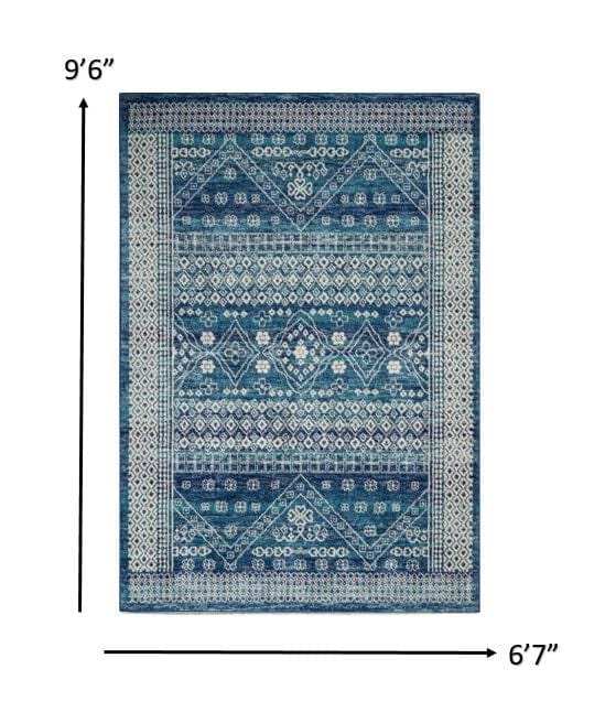 7' X 10' Navy Blue Power Loom Area Rug - Homeroots - Flyclothing LLC