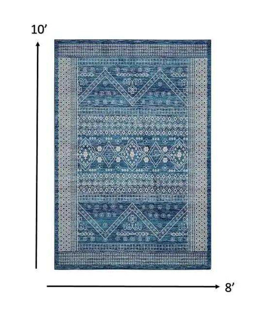 8' X 10' Navy Blue Power Loom Area Rug - Homeroots - Flyclothing LLC