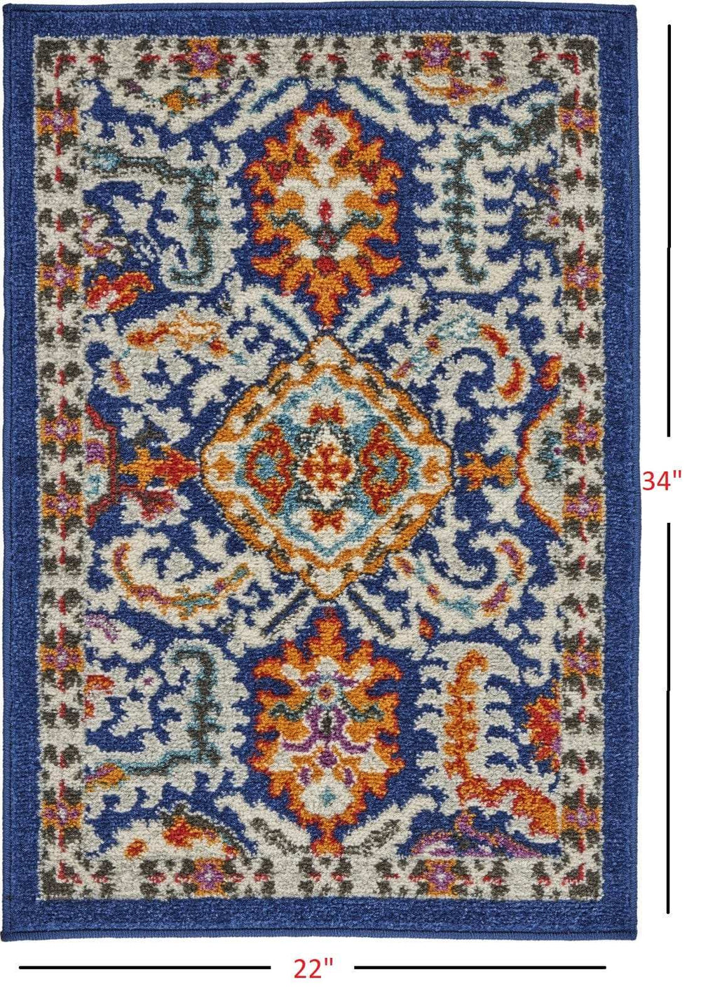 2' X 3' Blue And Ivory Power Loom Area Rug - Homeroots - Flyclothing LLC