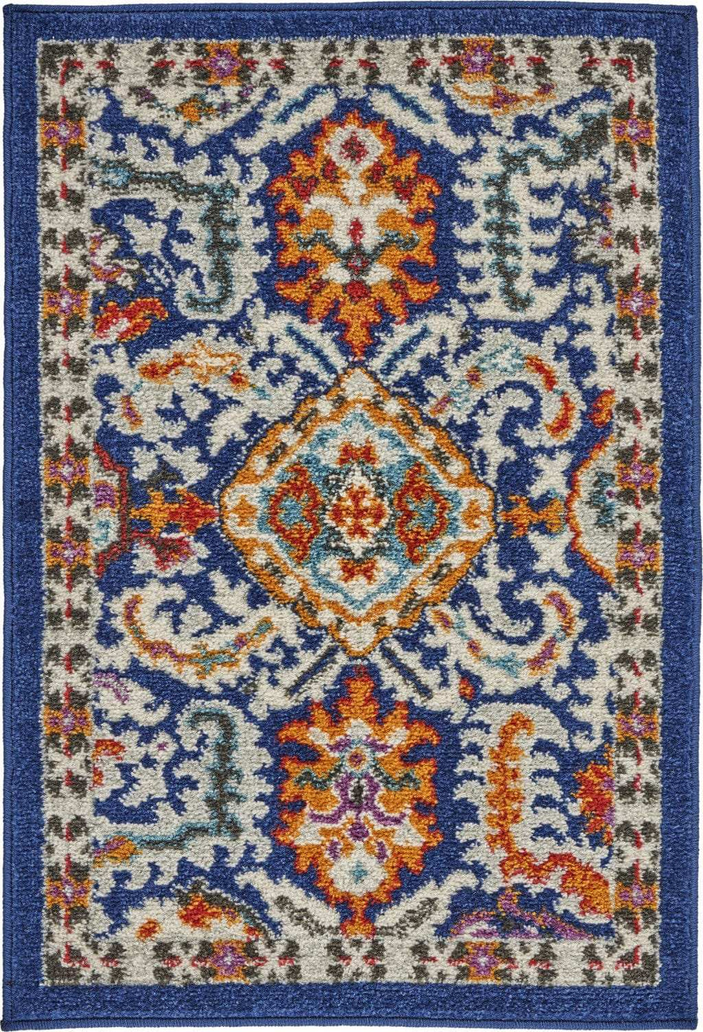 2' X 3' Blue And Ivory Power Loom Area Rug - Homeroots - Flyclothing LLC