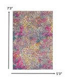 5' X 7' Pink And Ivory Coral Power Loom Area Rug - Homeroots - Flyclothing LLC