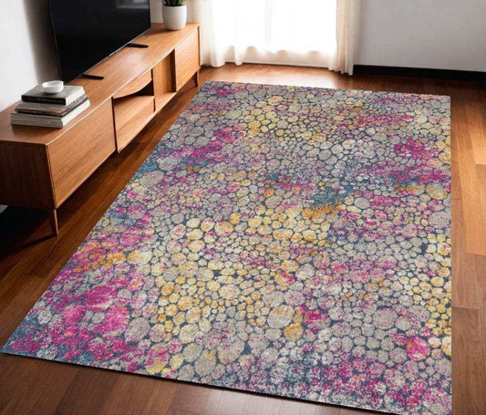 5' X 7' Pink And Ivory Coral Power Loom Area Rug - Homeroots - Flyclothing LLC