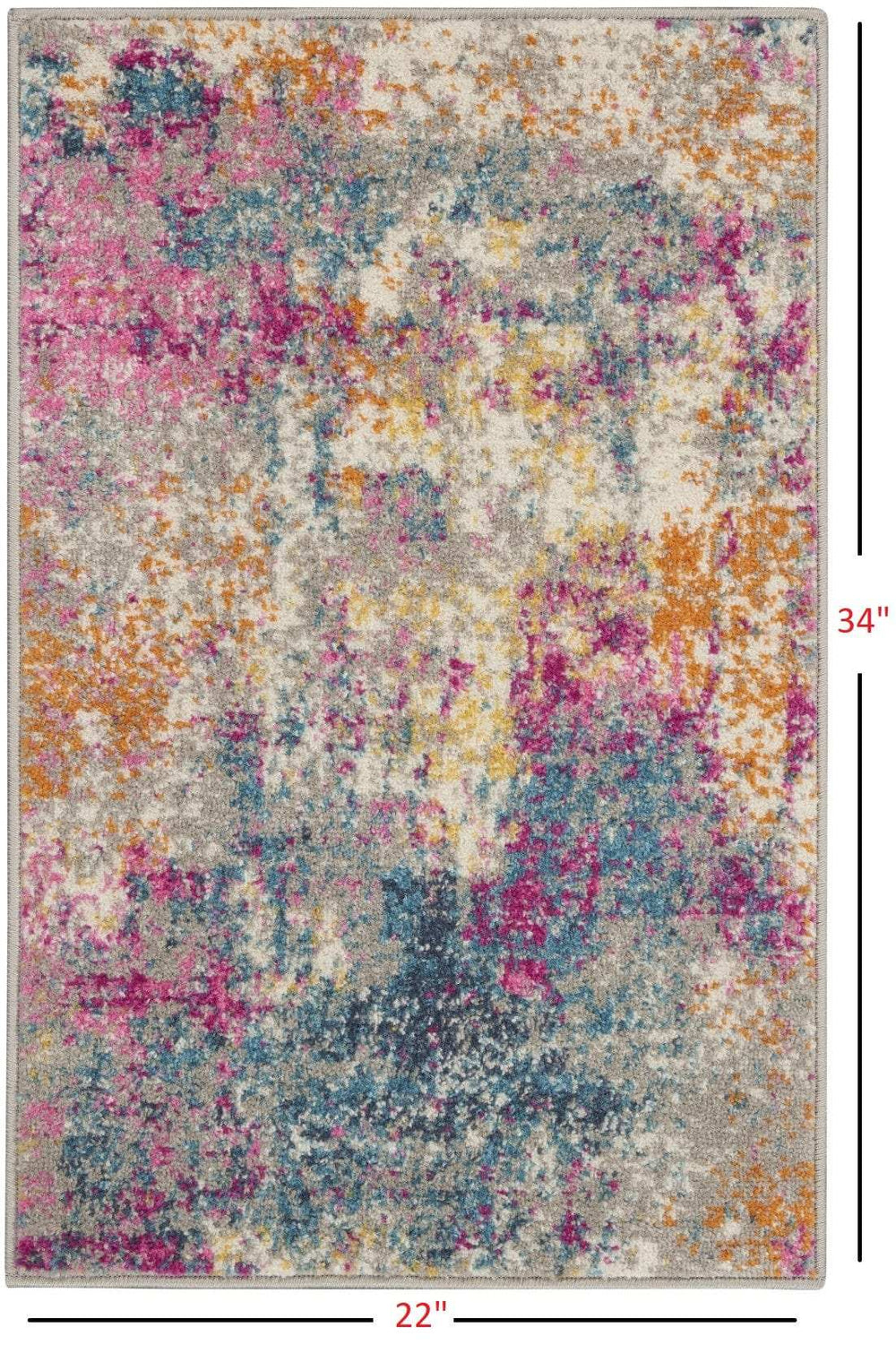 2' X 3' Blue And Pink Abstract Power Loom Area Rug - Homeroots - Flyclothing LLC