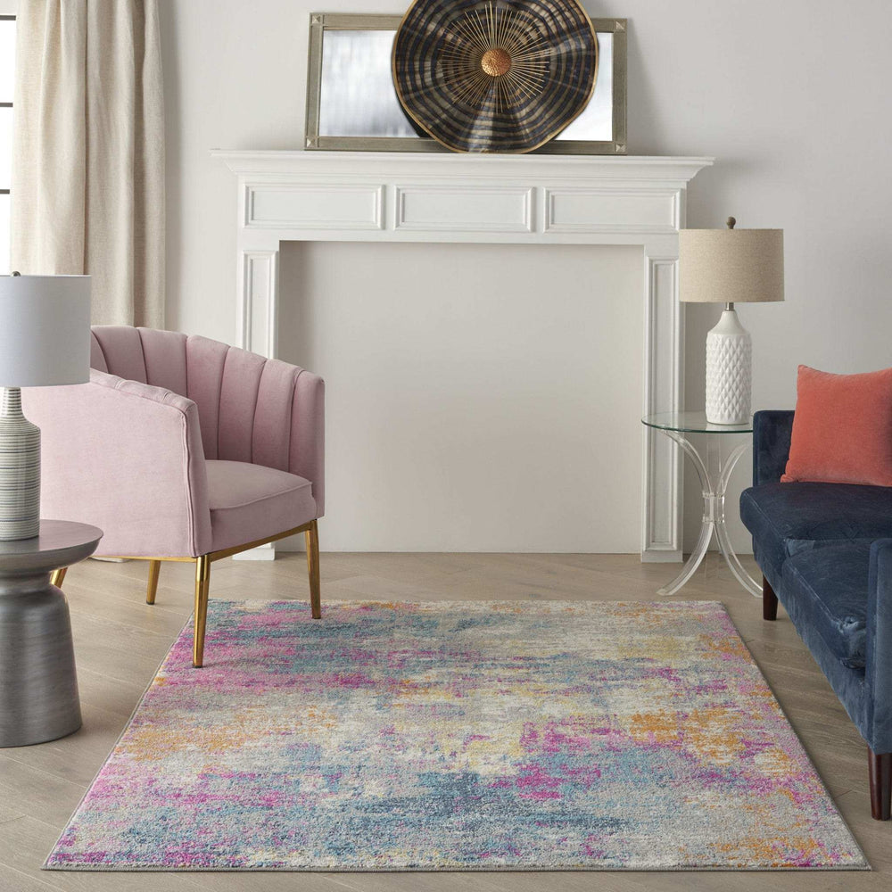 4' X 6' Blue And Pink Abstract Power Loom Area Rug - Homeroots - Flyclothing LLC