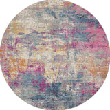 4' Blue And Pink Round Abstract Power Loom Area Rug - Homeroots - Flyclothing LLC