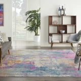 7' X 10' Blue And Pink Abstract Power Loom Area Rug - Homeroots - Flyclothing LLC