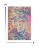 8’ X 10’ Ivory And Multi Abstract Area Rug - Homeroots - Flyclothing LLC