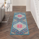 8' Teal Blue Power Loom Runner Rug - Homeroots - Flyclothing LLC