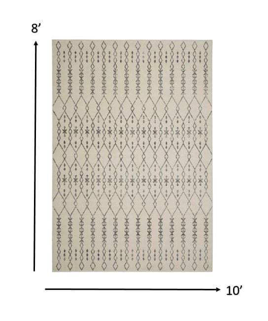 8' X 10' Gray Geometric Power Loom Area Rug - Homeroots - Flyclothing LLC