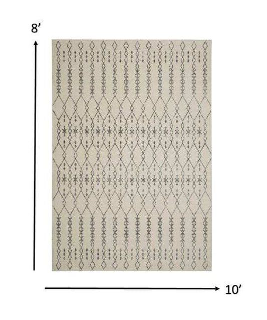 8' X 10' Gray Geometric Power Loom Area Rug - Homeroots - Flyclothing LLC