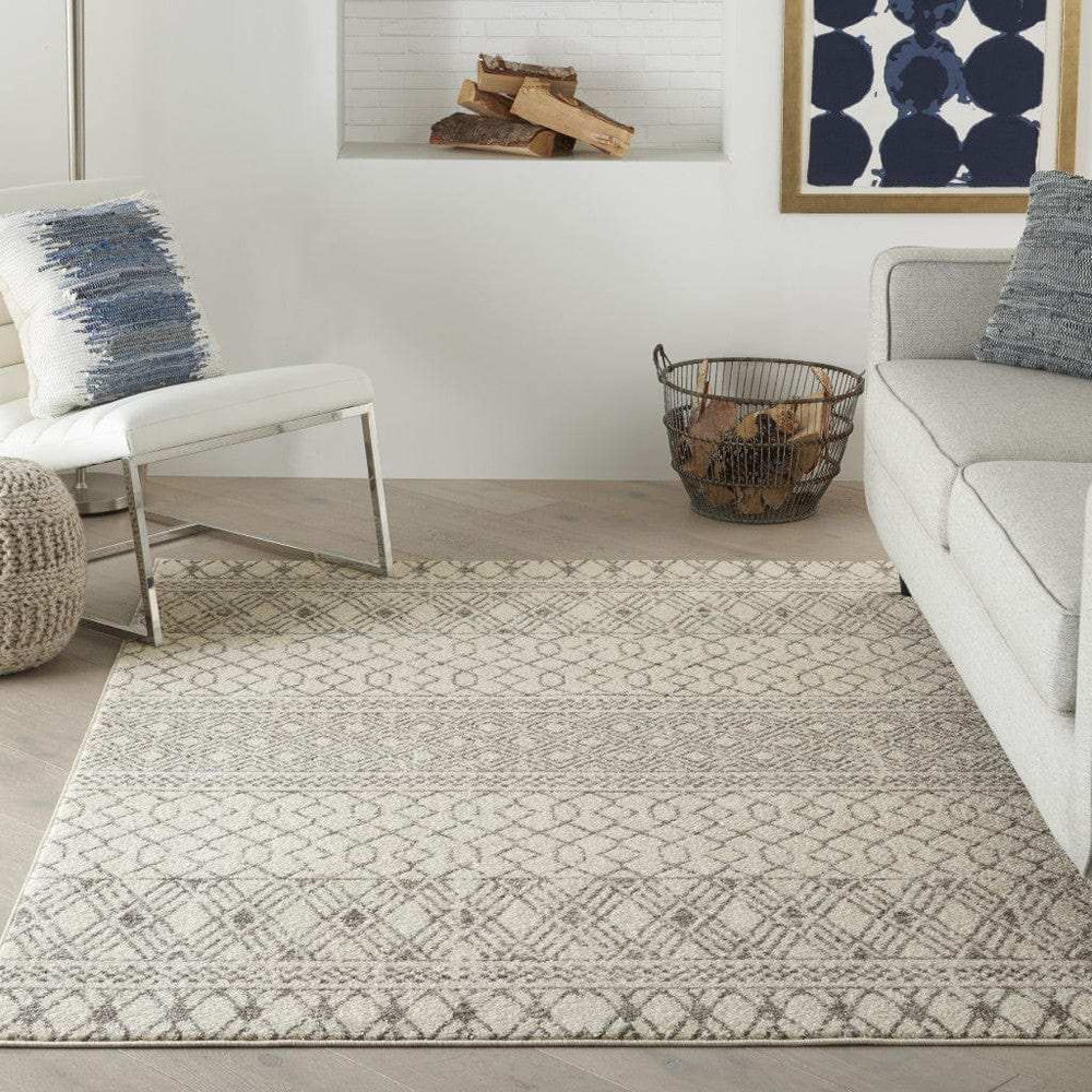 5' X 7' Gray Geometric Power Loom Area Rug - Homeroots - Flyclothing LLC