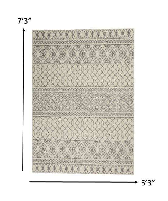 5' X 7' Gray Geometric Power Loom Area Rug - Homeroots - Flyclothing LLC